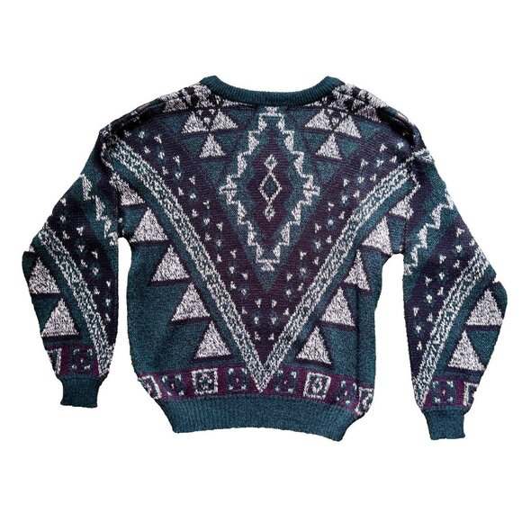 Vintage Urban Works Men’s Pullover Knit Sweater Acrylic W/ Leather Trim Size Med - Picture 2 of 3